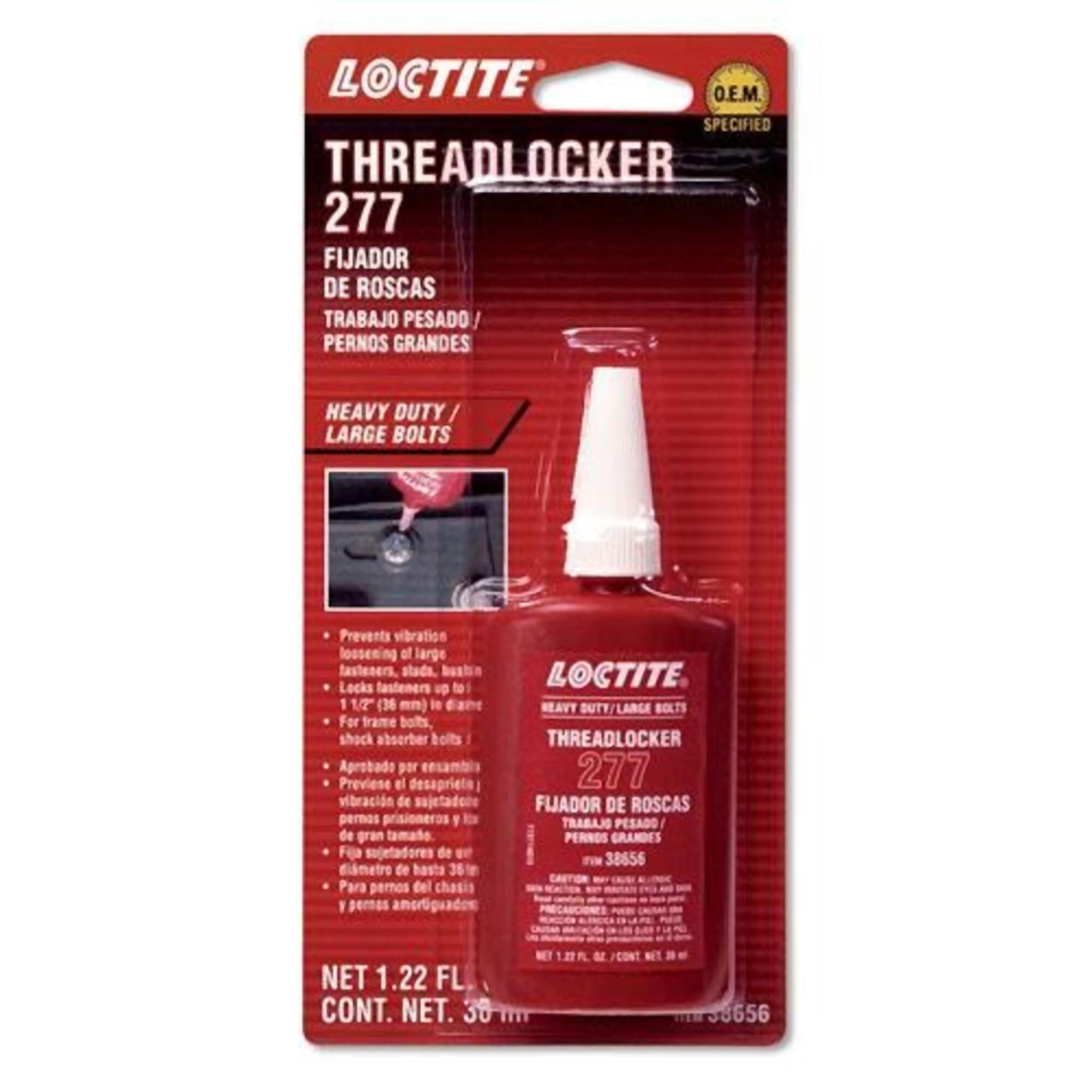 Loctite 277 Red Threadlocker Heavy Duty Large Bolts 36ml Bottle, 6PK